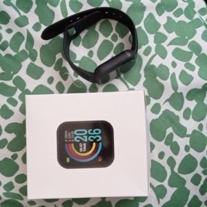 SMART WATCH band is black rubber nice NEW watch comes with box. Unisex